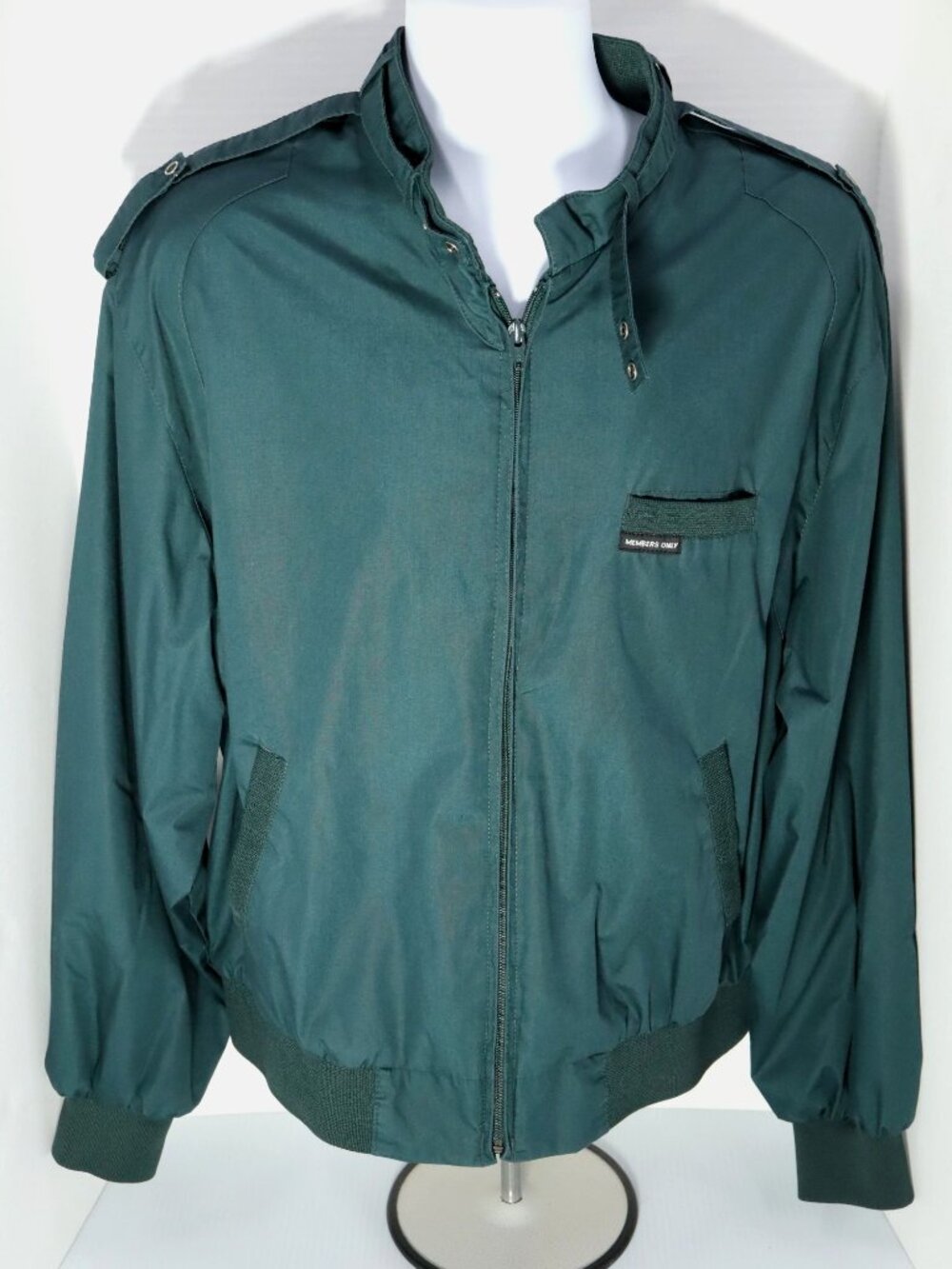 VTG Members Only Cafe Racer Jacket Mens XL Pine Green Bomber Biker Hong Kong 80s